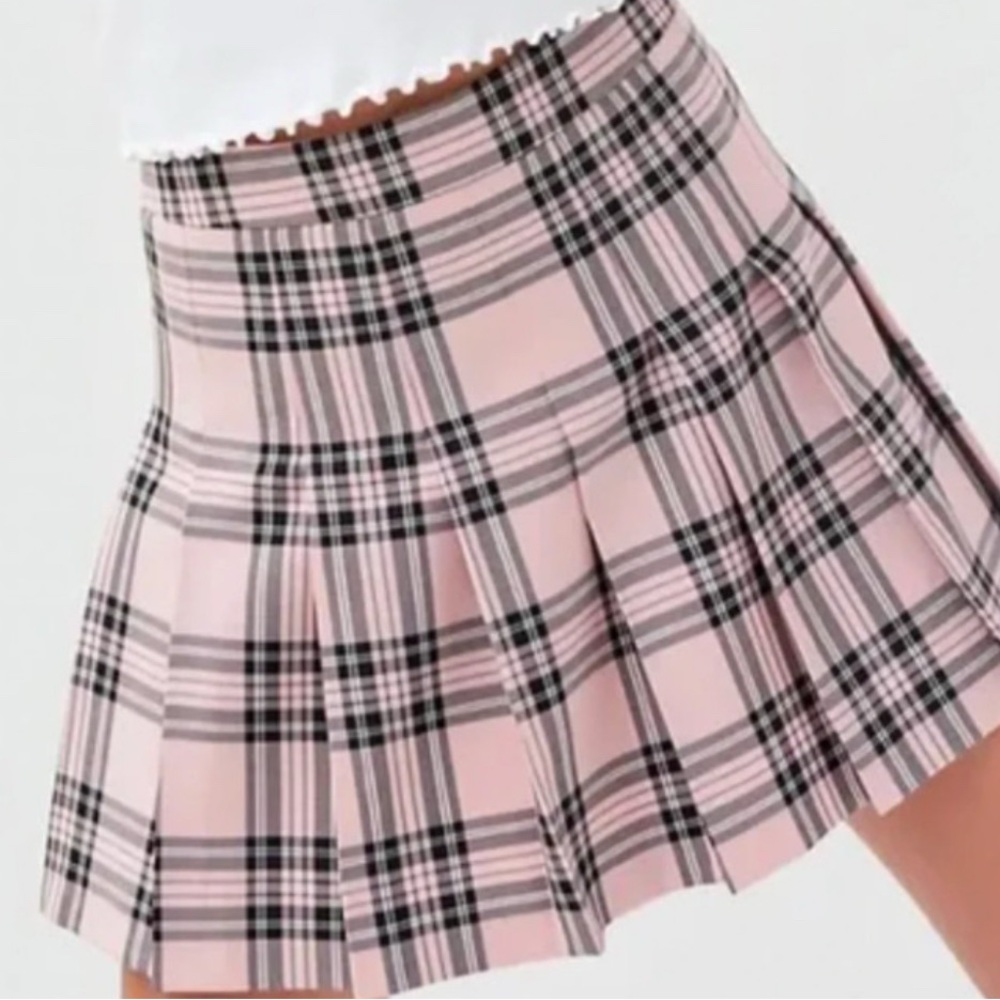 Aritzia Pink Plaid Skater Skirt